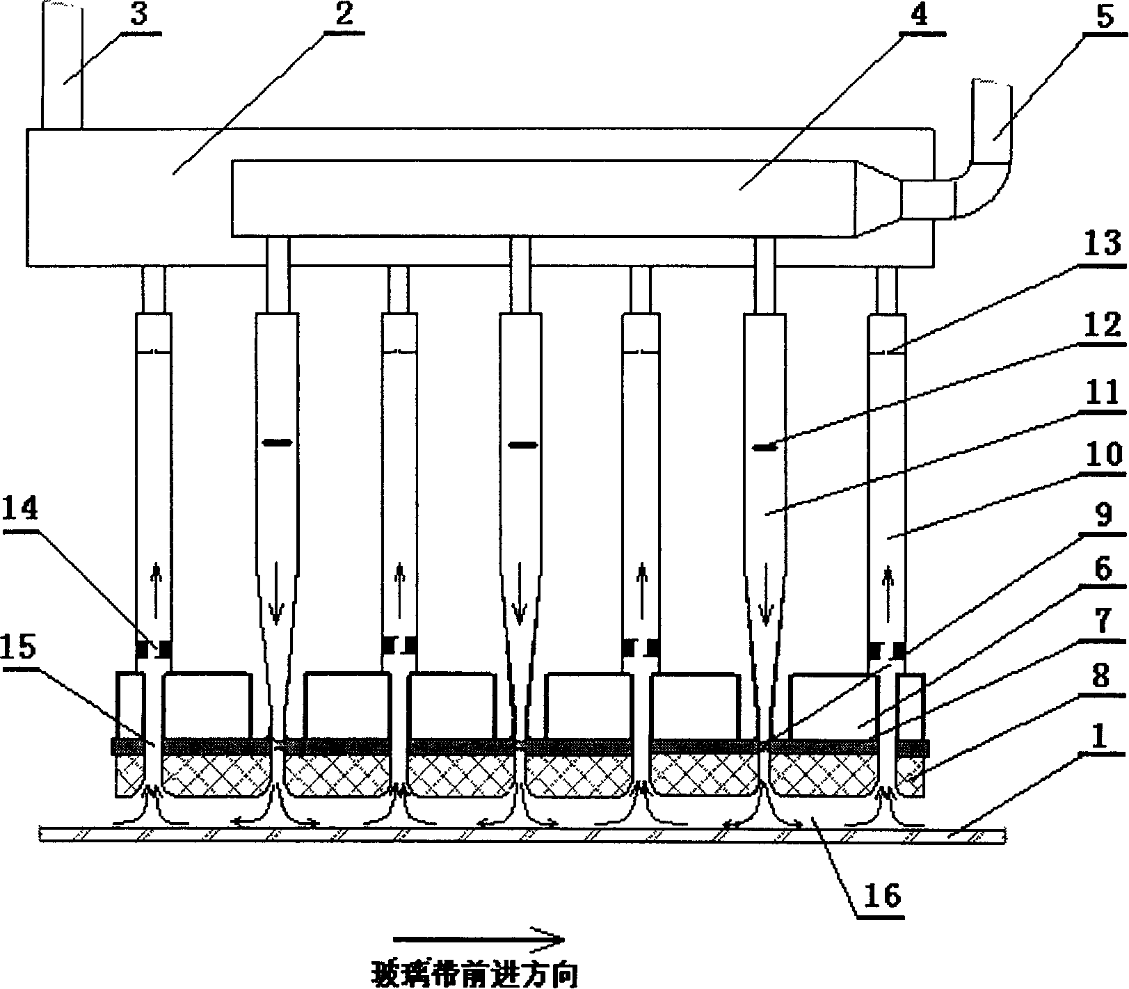 Apparatus for on-line coating film of float glass