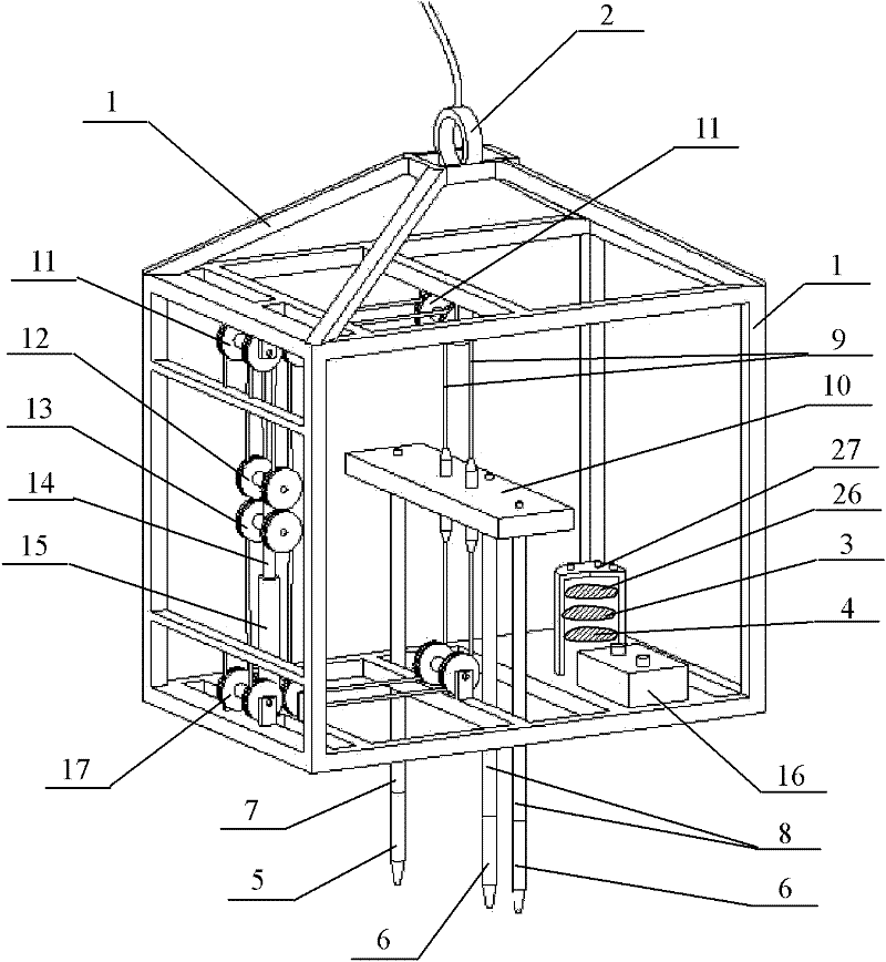 Hydraulic drive injection based bottom sediment acoustic characteristic in-situ detecting system