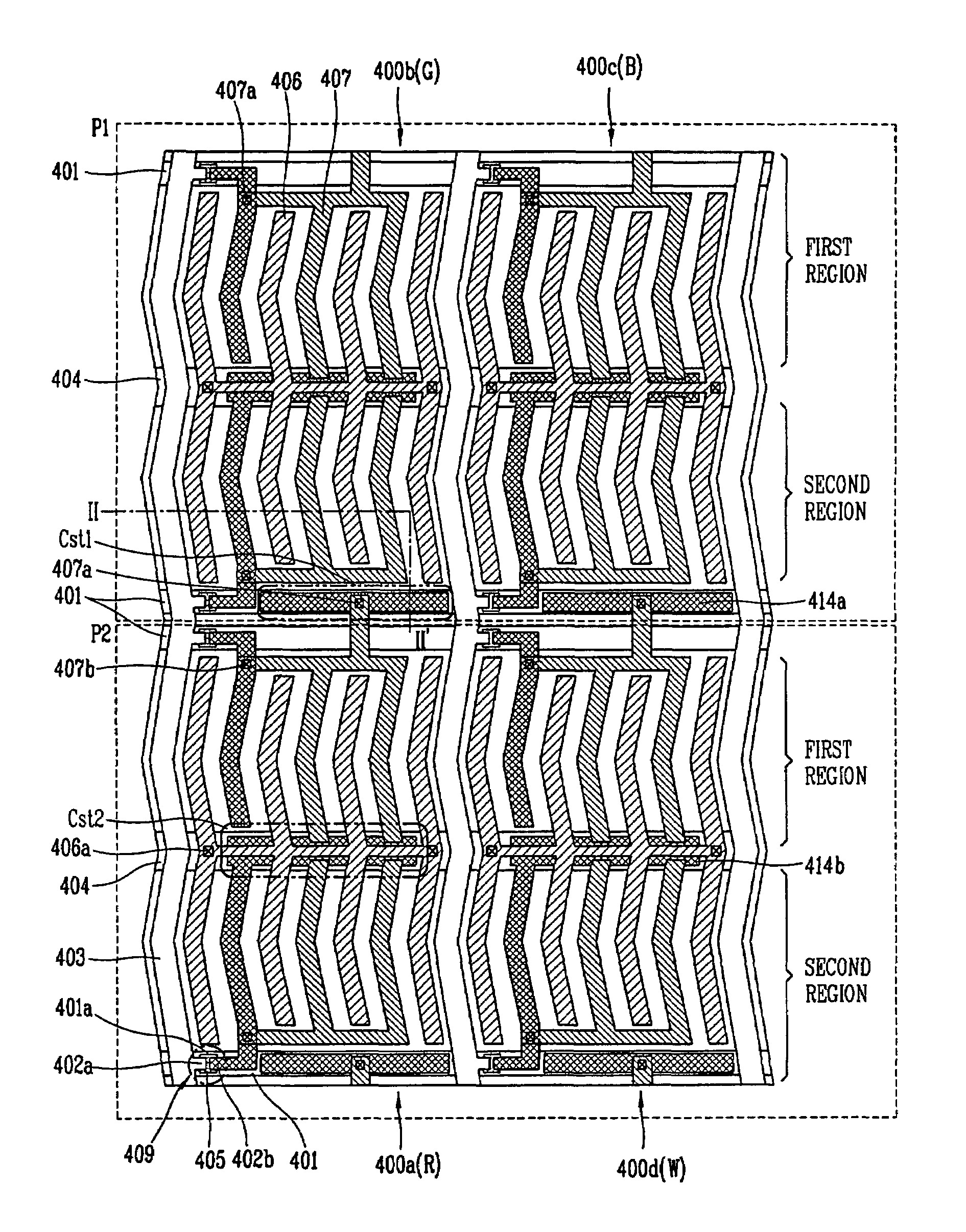 Plane switching mode liquid crystal display device having storage lines overlapping gate line and common line, and fabrication method thereof