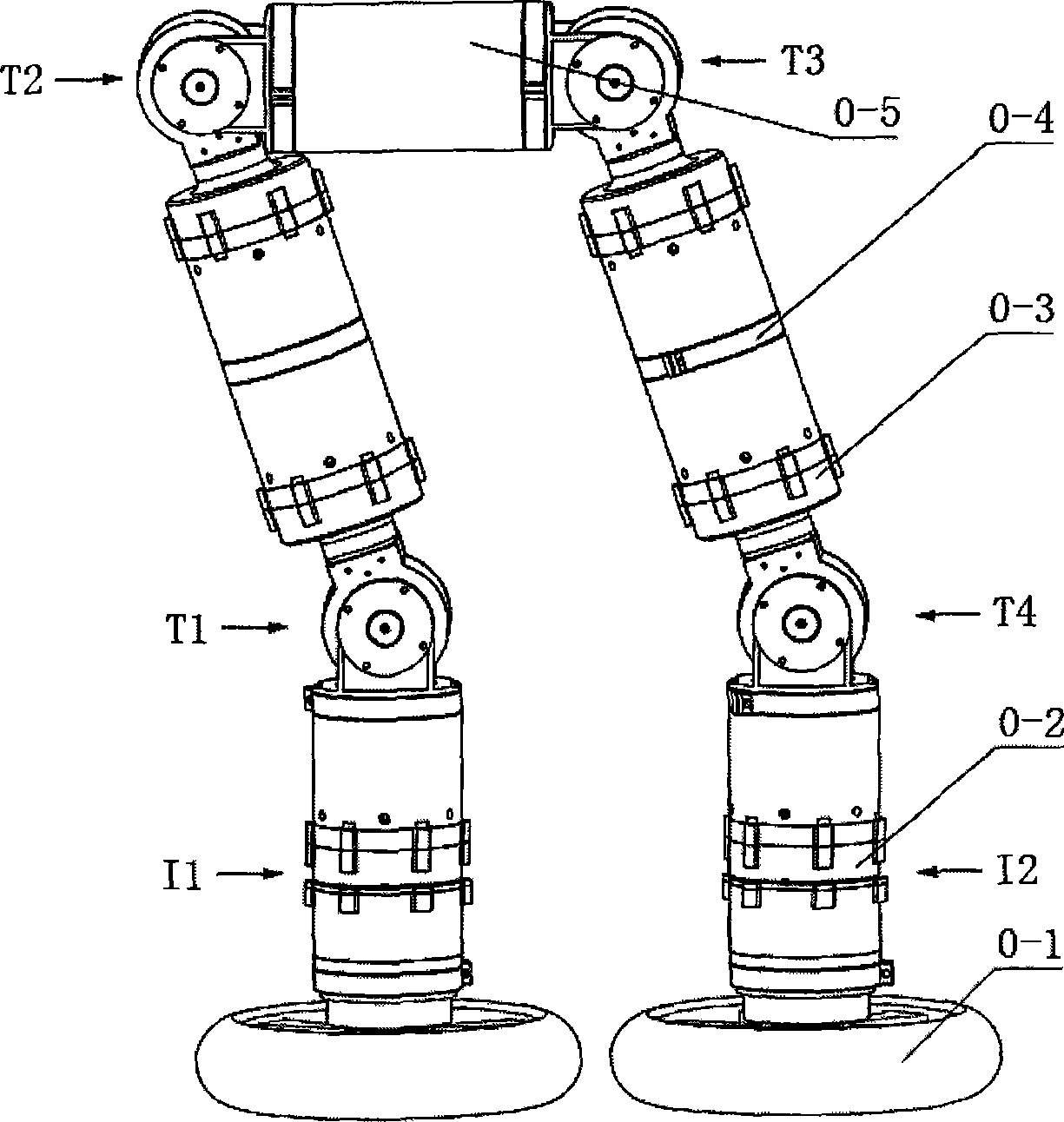 Modular six freedom-degree initiative joint type bipod walking robot