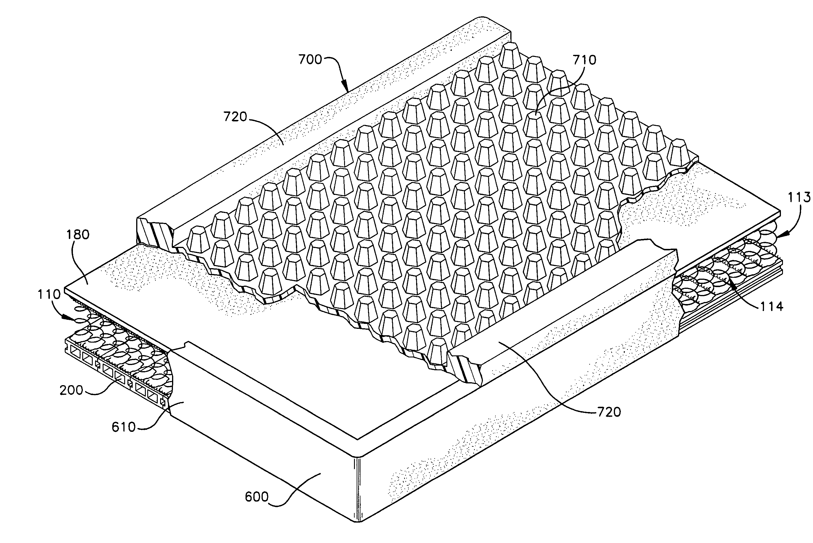 Foam encased innerspring with internal foam components (triple case)