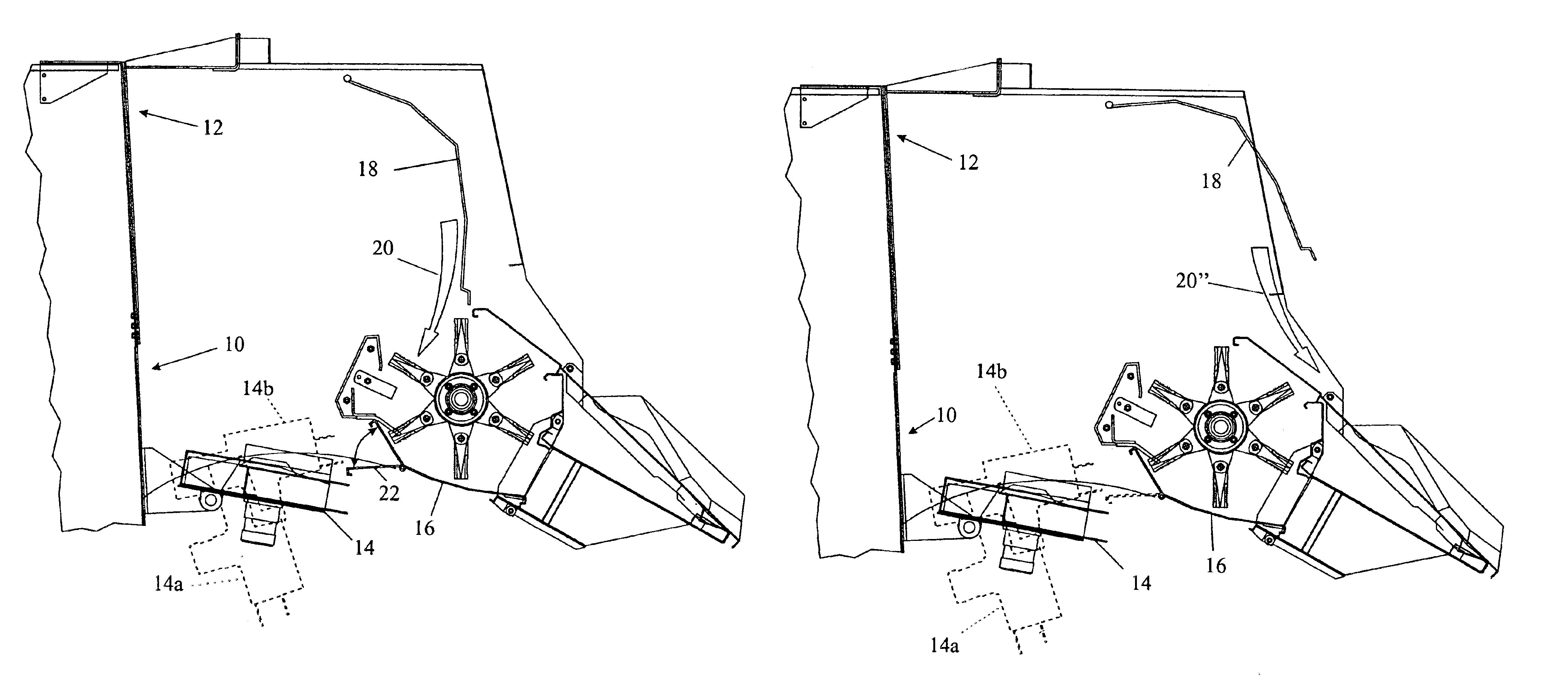 Combine harvester with pivoting deflector plate