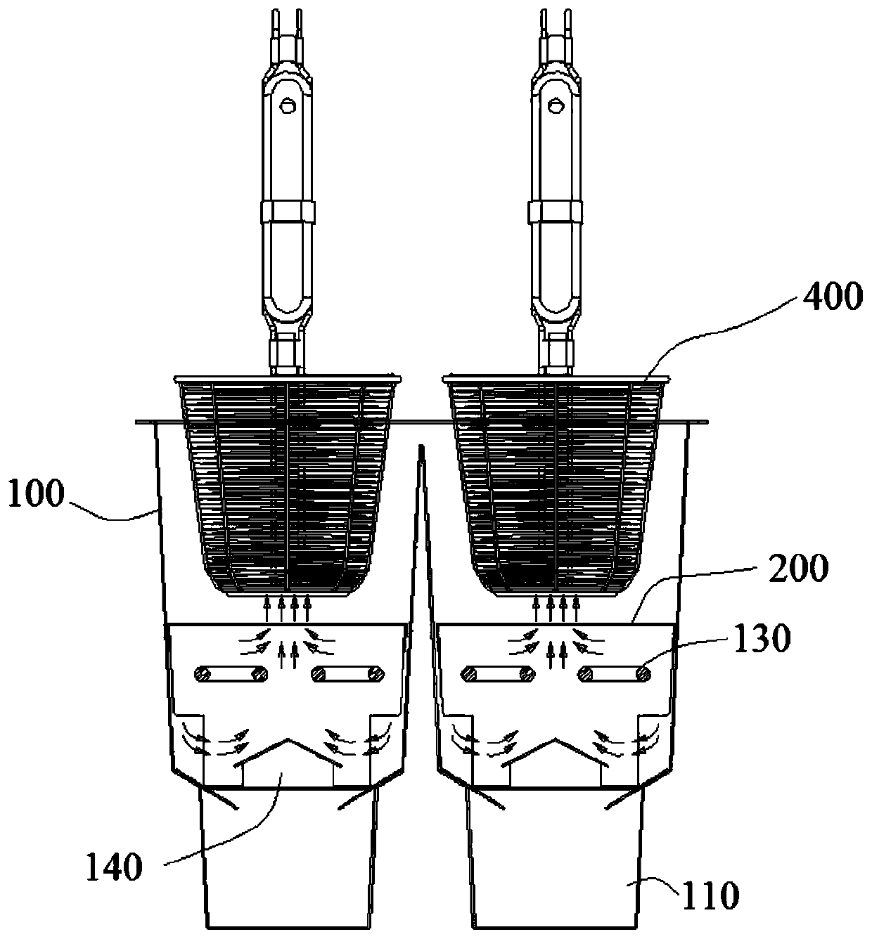 A noodle cooking furnace with a jet plate and a noodle cooking method thereof