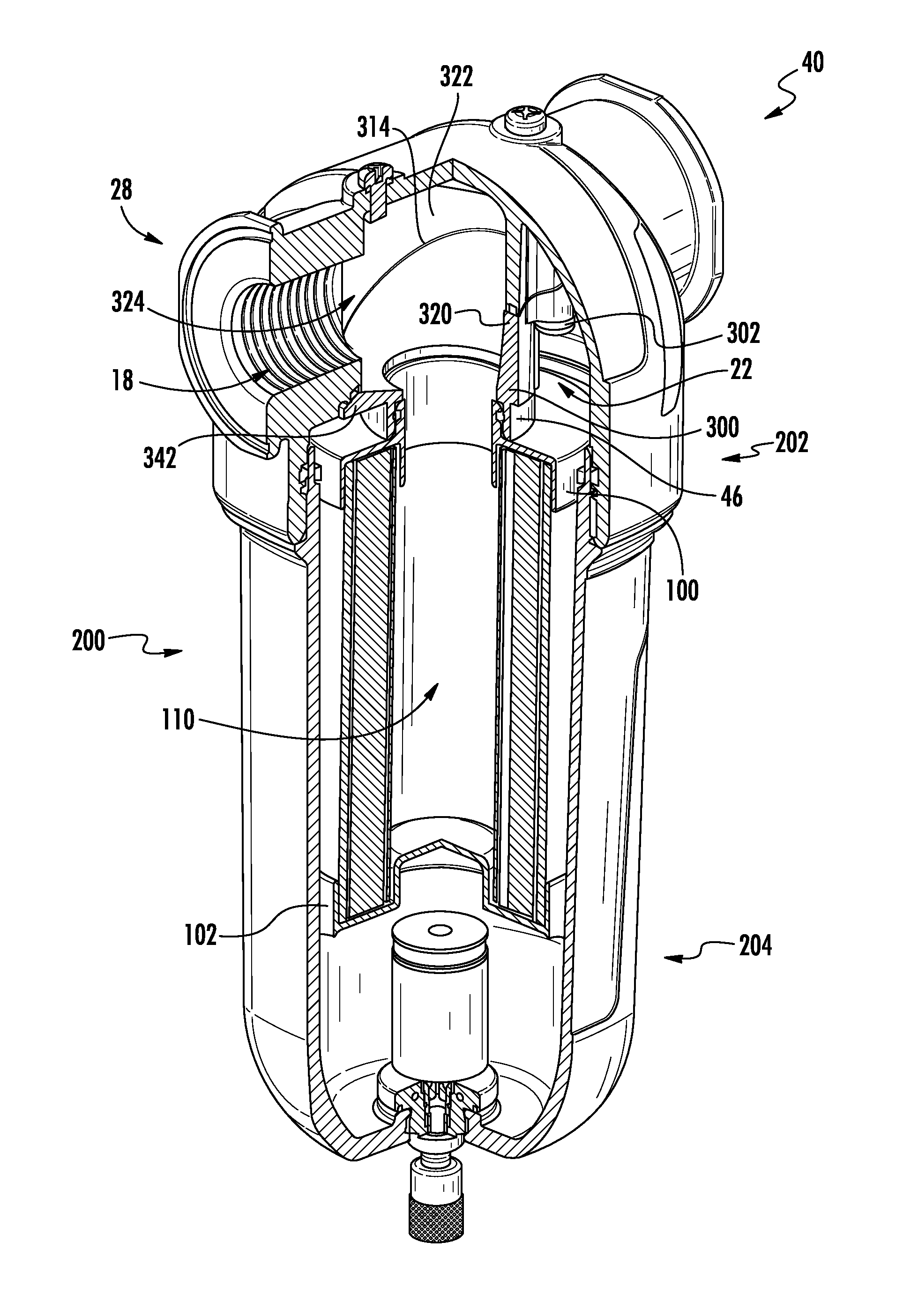 Filter element adaptor for compressed air filter