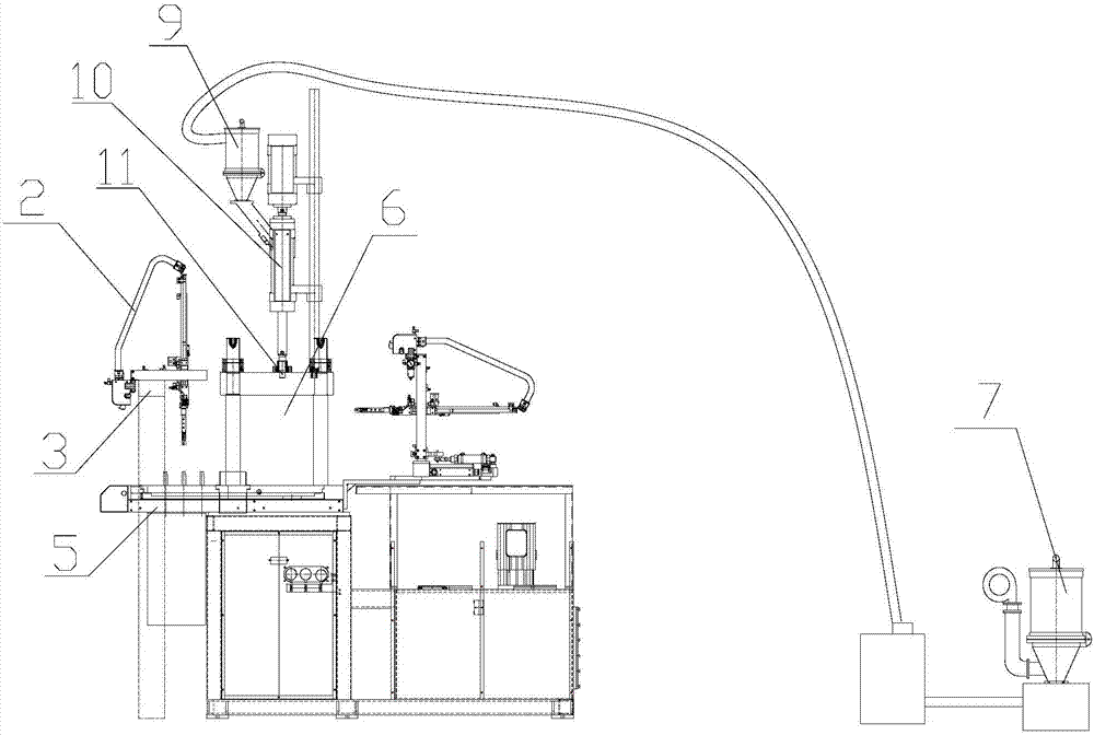 Multi-color automatic integrated production device and method for plastics