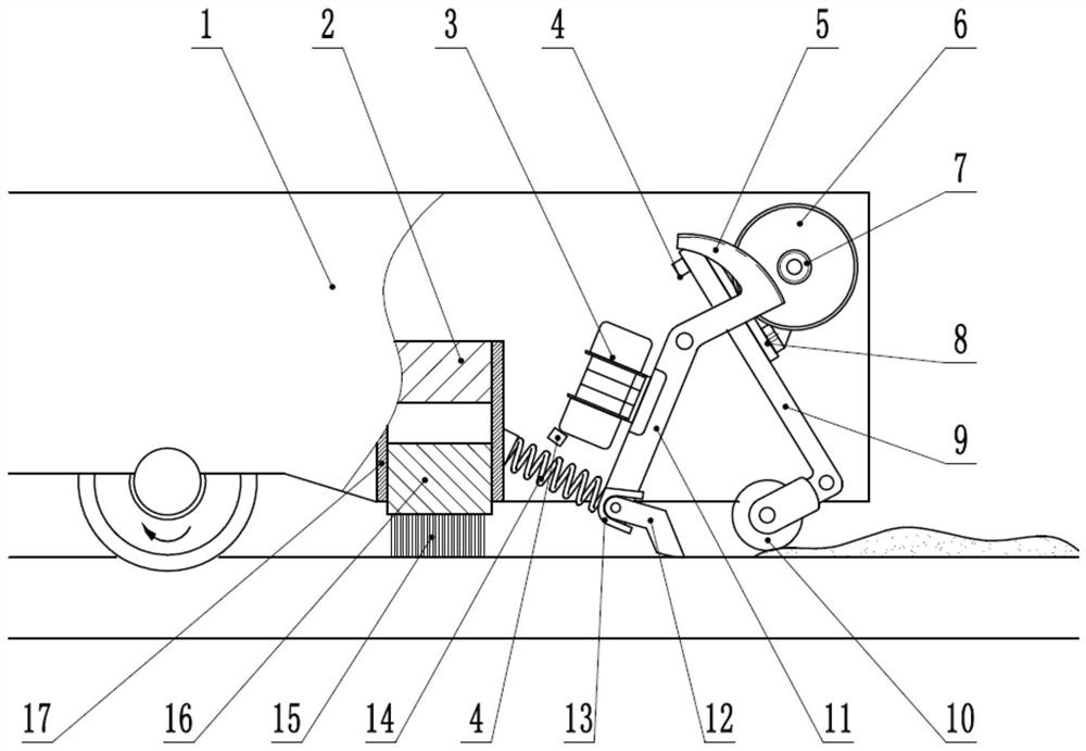 A track slag removal device for track paver on cement concrete pavement