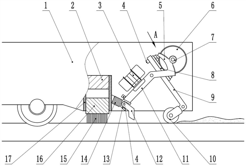 A track slag removal device for track paver on cement concrete pavement