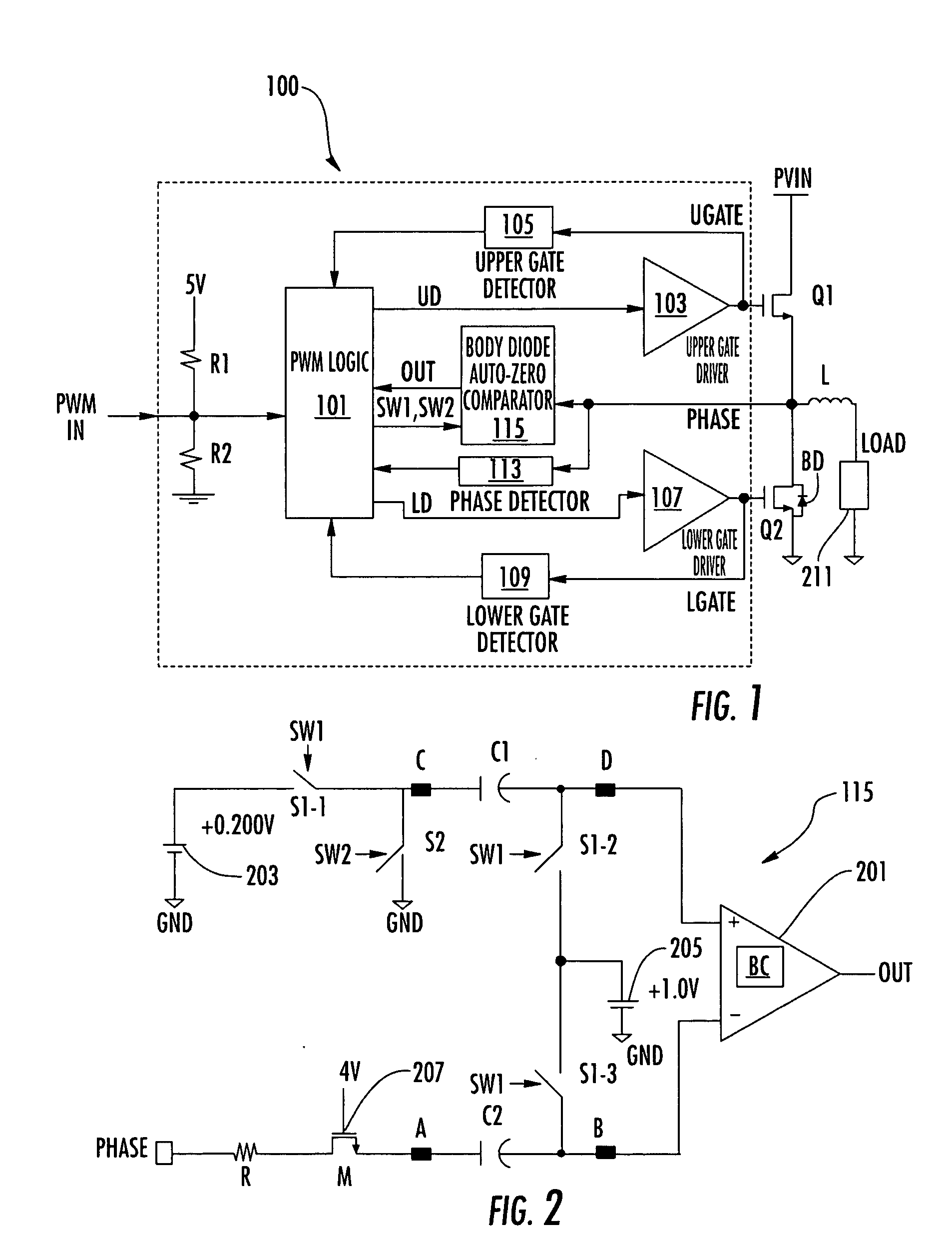 System and method of detecting phase body diode using a comparator in a synchronous rectified FET driver