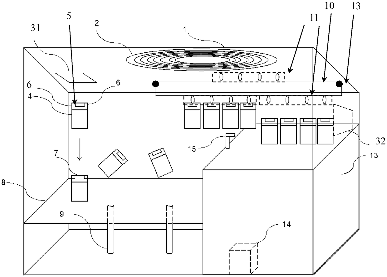 Battery warehouse system capable of wirelessly charging battery