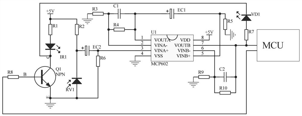 Heartbeat and heart rate detection circuit