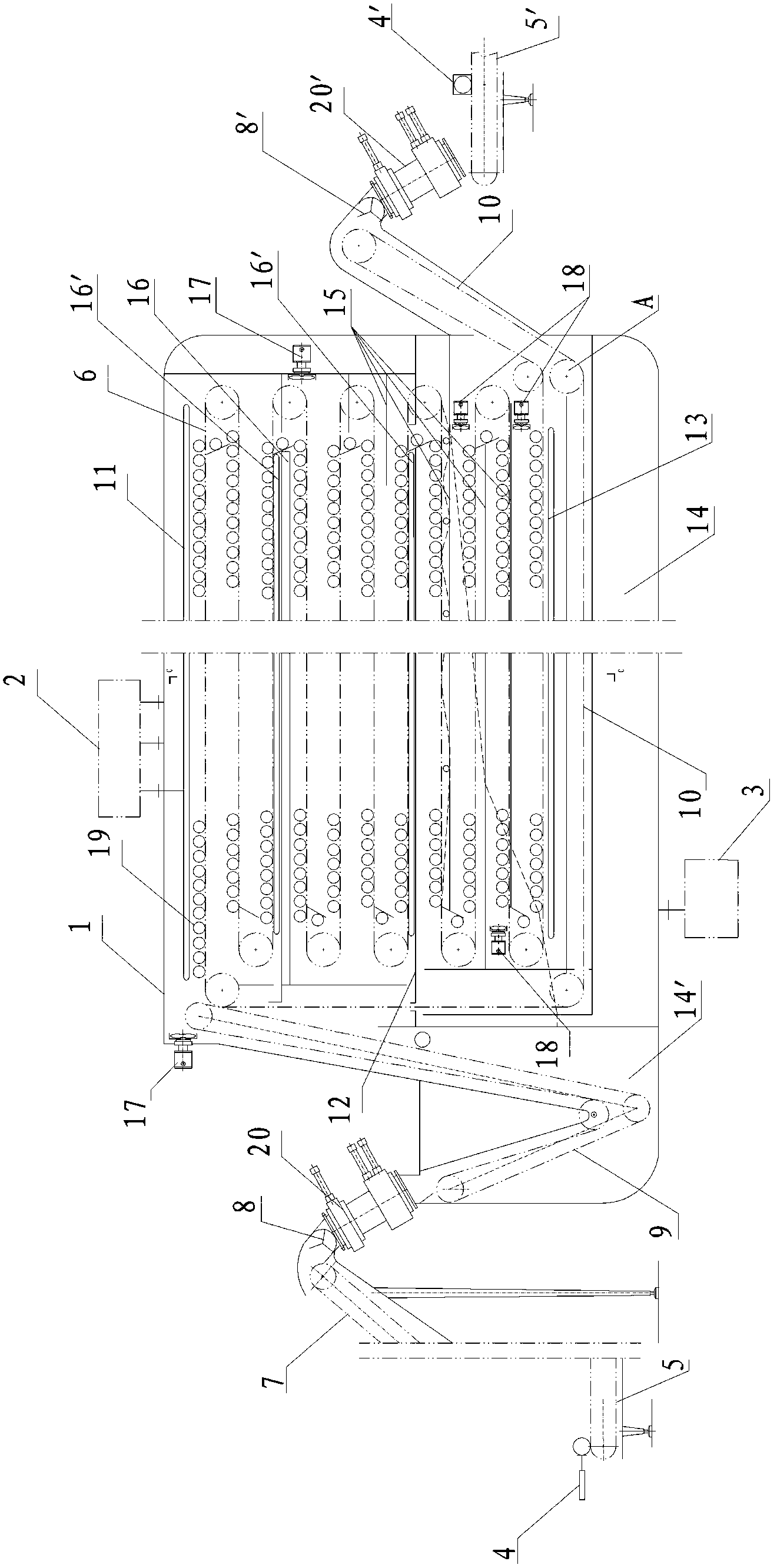 Continuous-type processing equipment integrating high-temperature sterilization and water-bath cooling