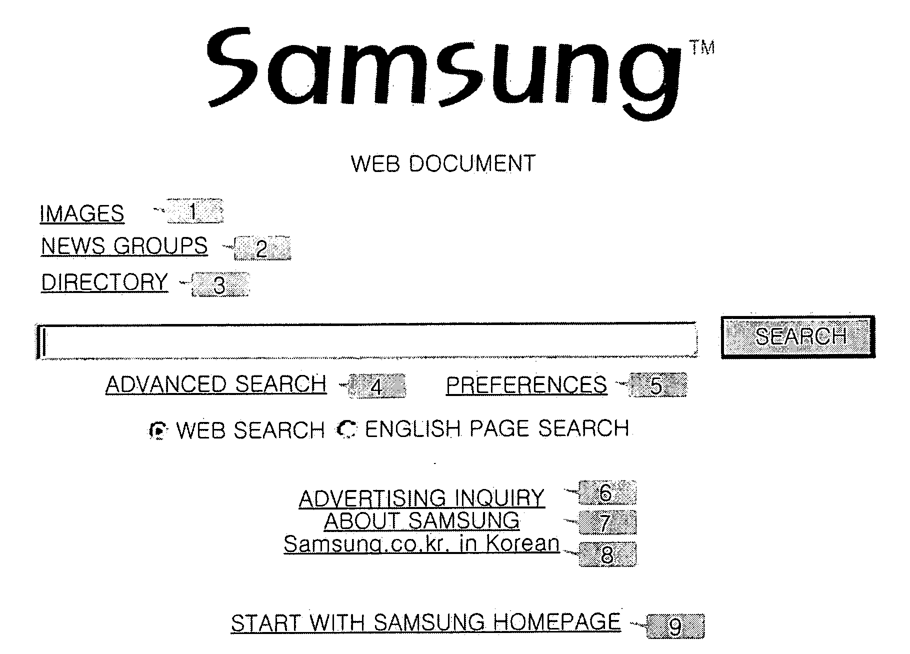 Method for displaying link number tags to links on web pages and video system using the same