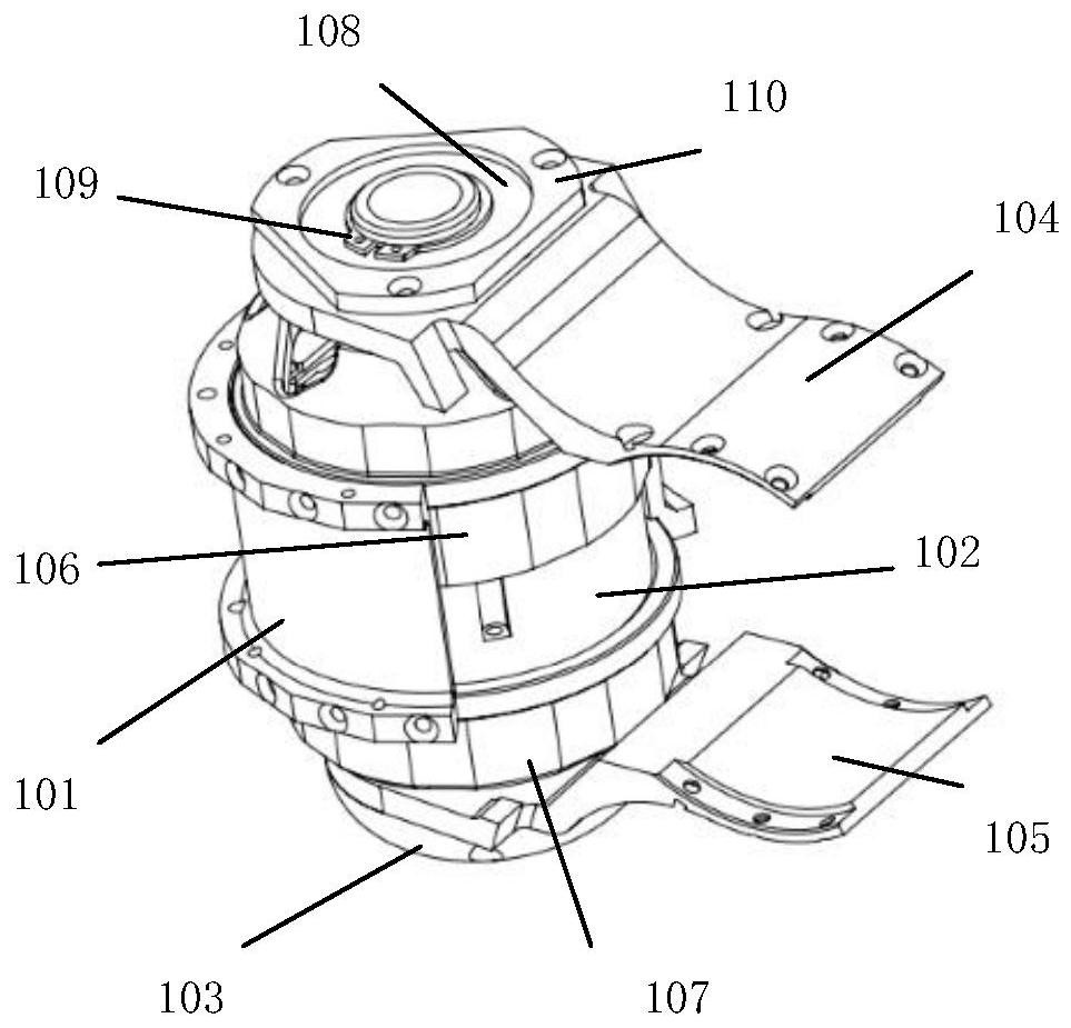 Single-leg device of double-parallel four-rod transmission mechanism and six-wheeled leg robot