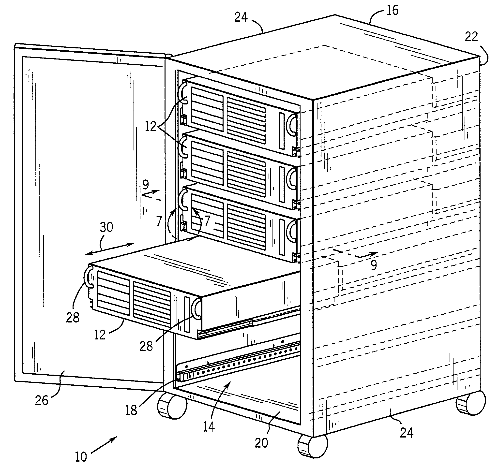 Computer component rack mounting arrangement