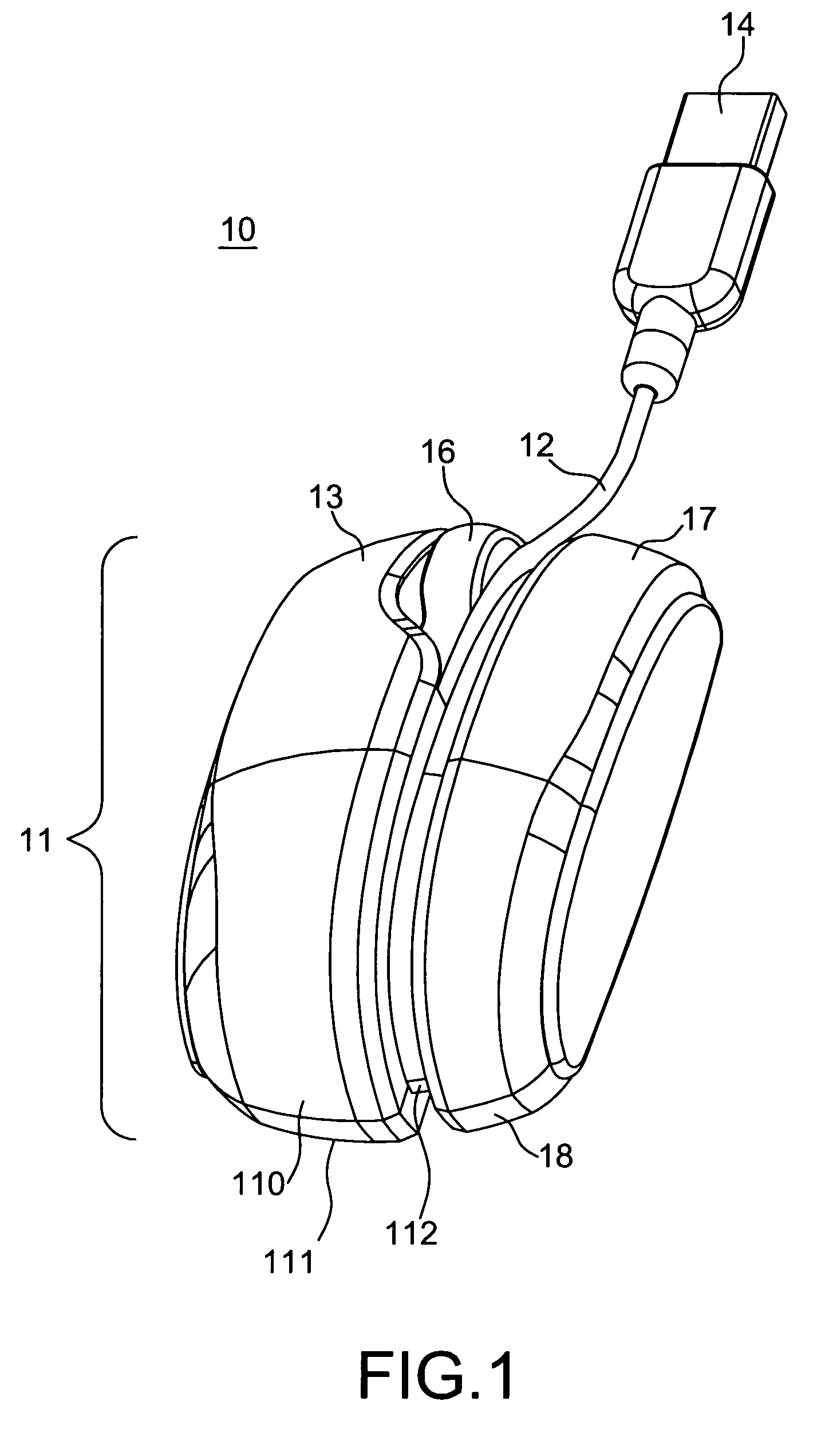 Computer mouse having cable collecting structure