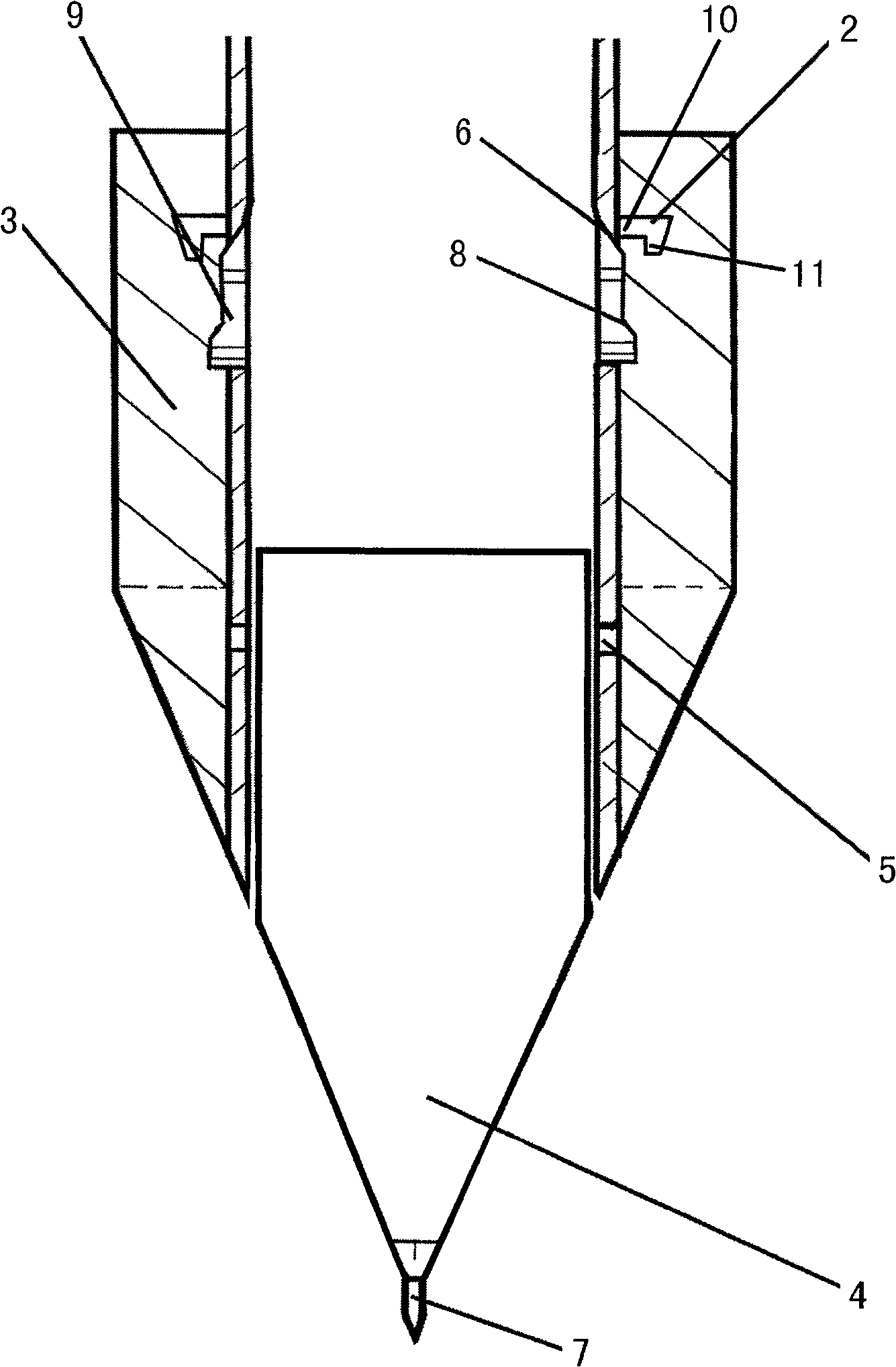 Piling sinking pipe for precast reinforced concrete bottom-expanding pile