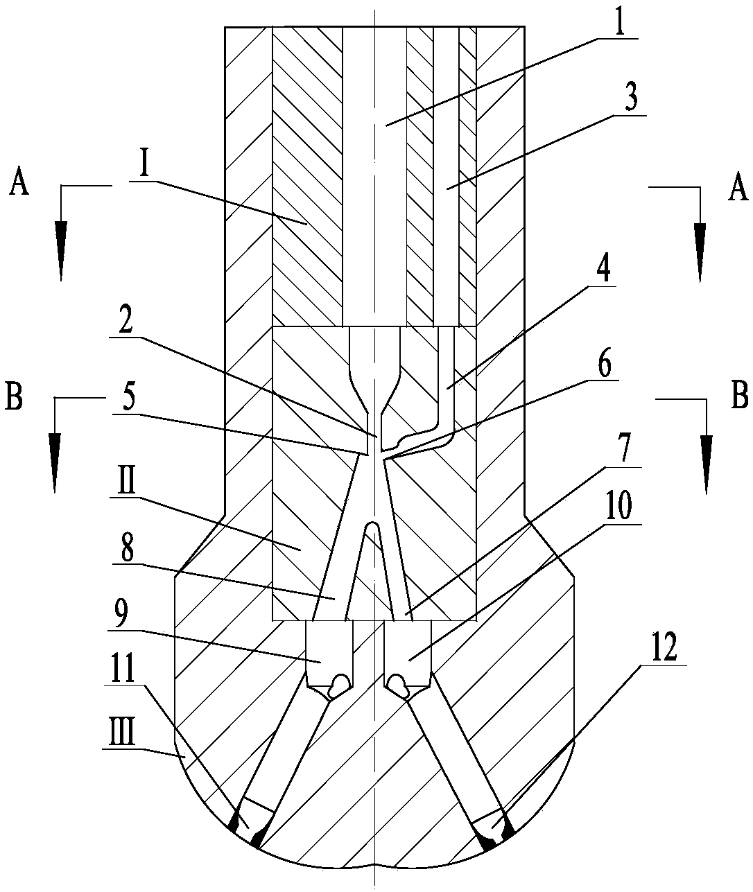 Rotary impact shock jet PDC (polycrystalline diamond compact) bit