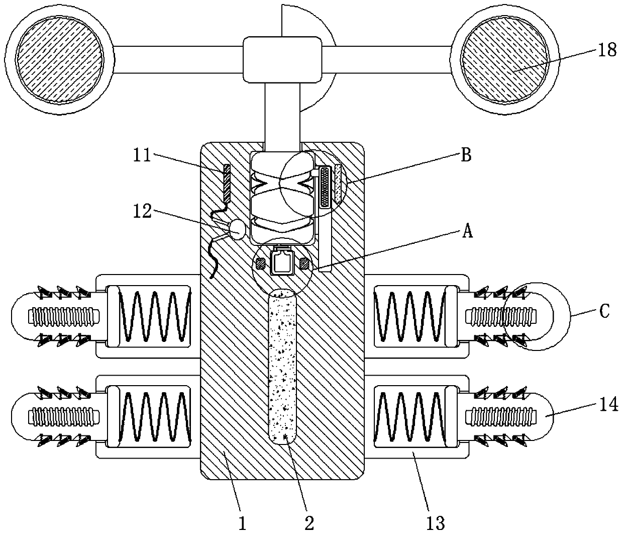 Electric bird repelling device capable of self-generating electricity and with electromagnetic-controlled extending and retraction