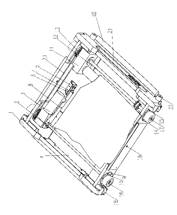 Orbit shuttling load transferring trolley used for stereoscopic warehouse