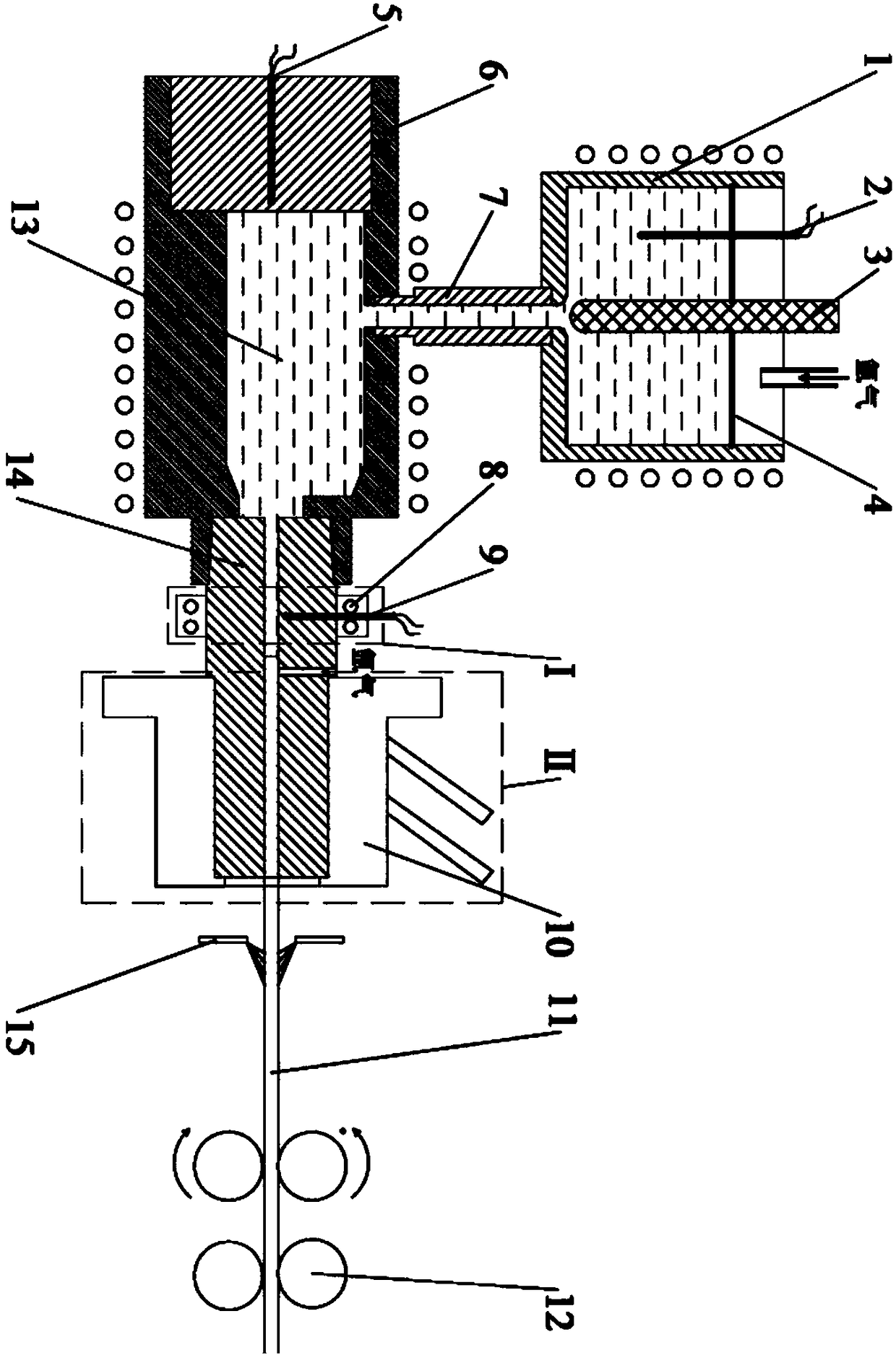 A non-vacuum melting horizontal continuous casting production process for high-strength and high-conductivity cu-cr-zr alloy rods