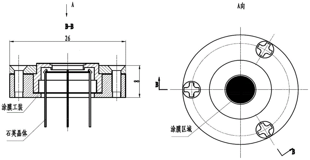 Method for coating sticky quartz crystal probe of lunar dust measuring instrument