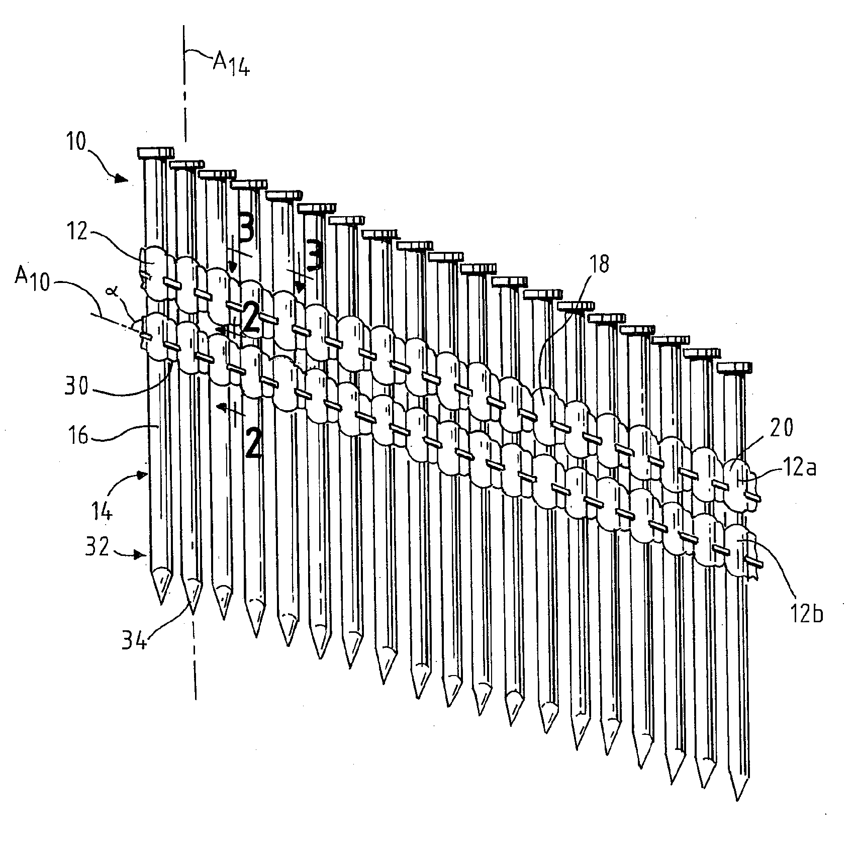 Debris-free plastic collating strip for nails