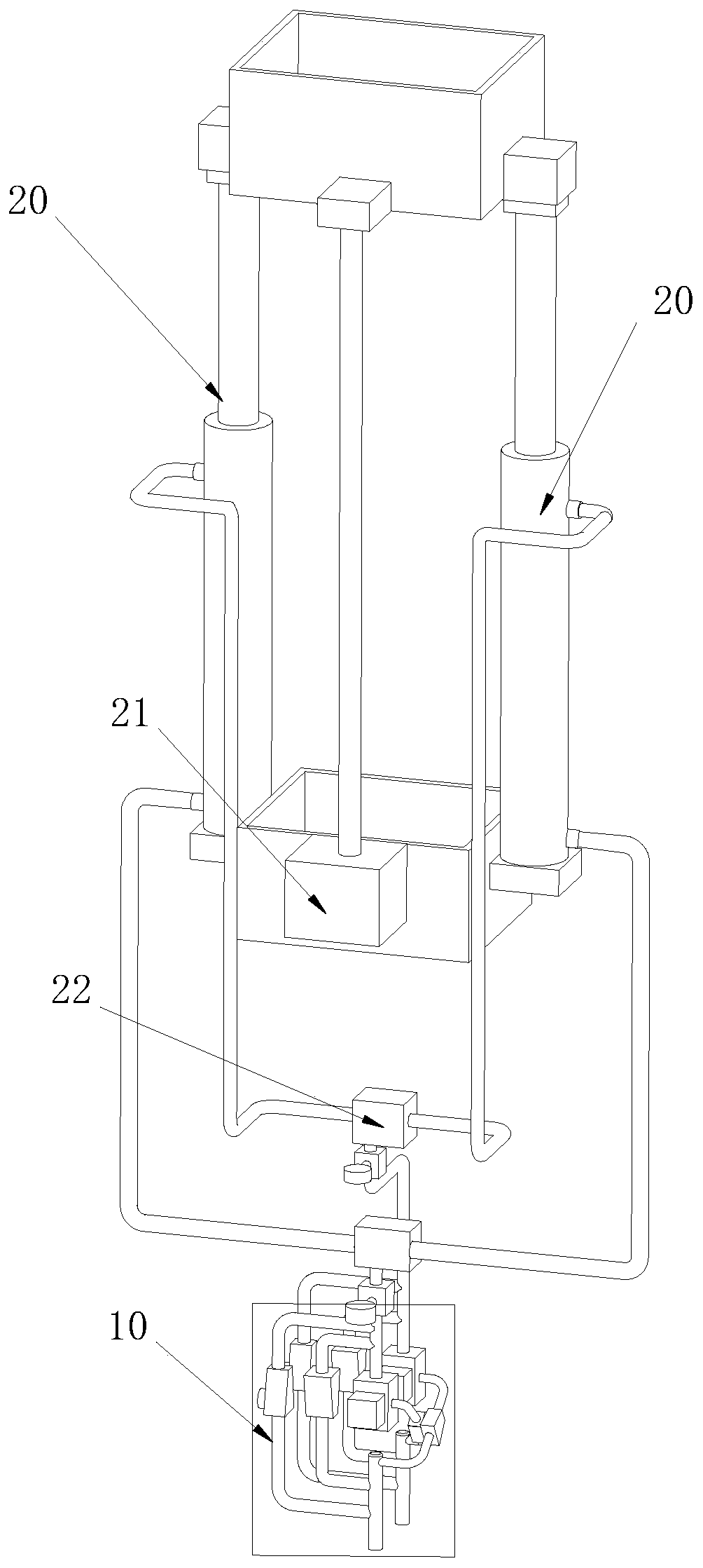 Integral steel platform jacking oil cylinder oil circuit controlling system