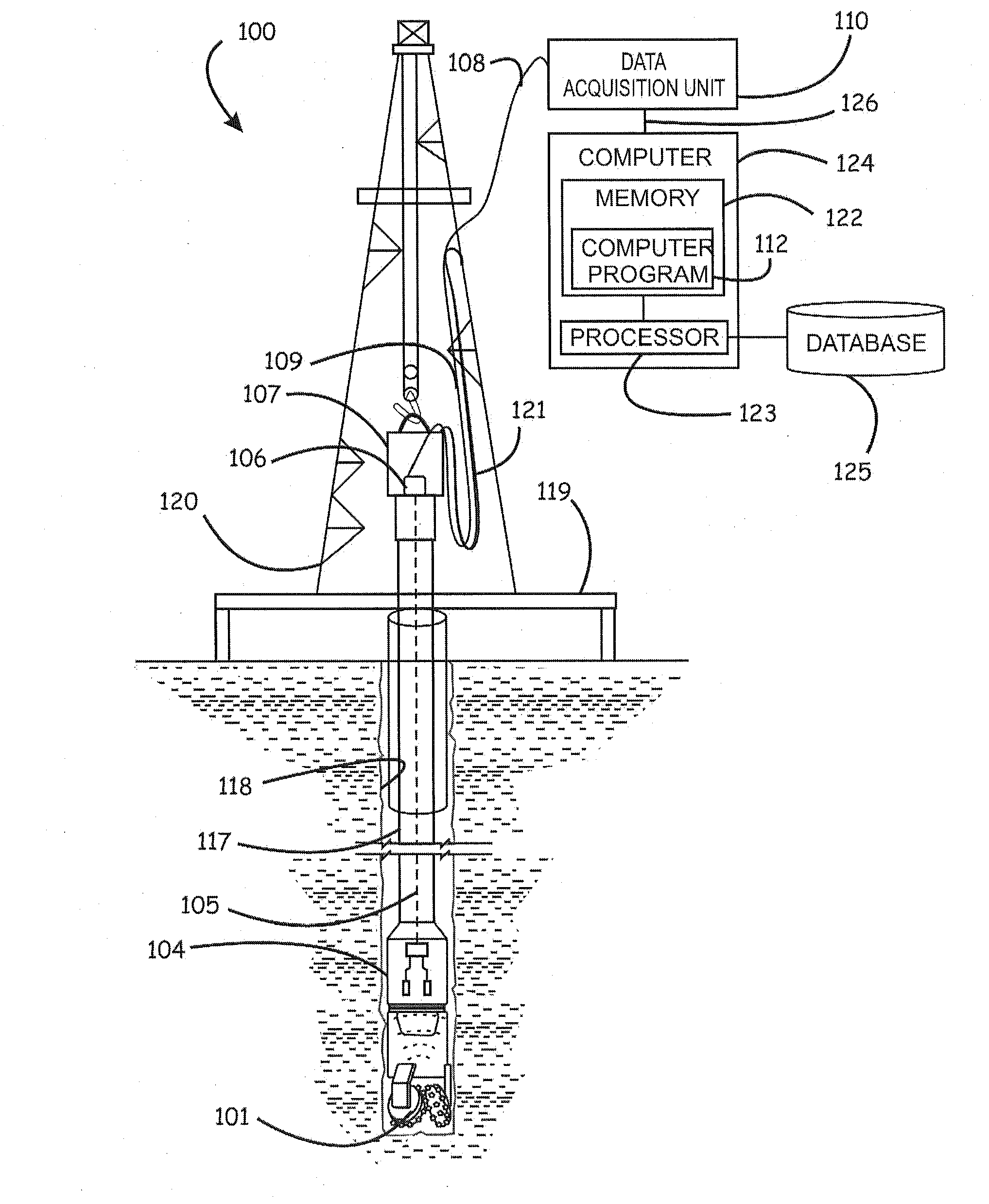 Apparatus, program product, and methods of evaluating rock properties while drilling using downhole acoustic sensors and a downhole broadband transmitting system