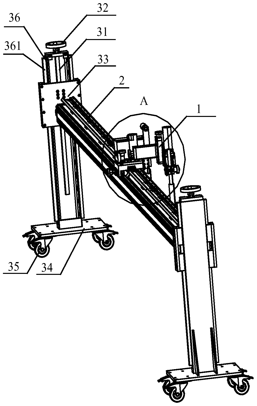 Cutting and welding device used for replacement of cutting edge blade of grab bucket of ship unloader and application method of cutting and welding device