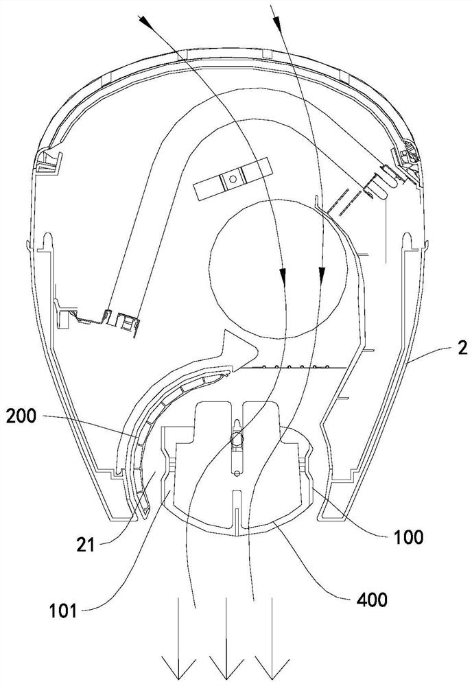 Air guide device for air treatment equipment and air conditioner indoor unit with air guide device