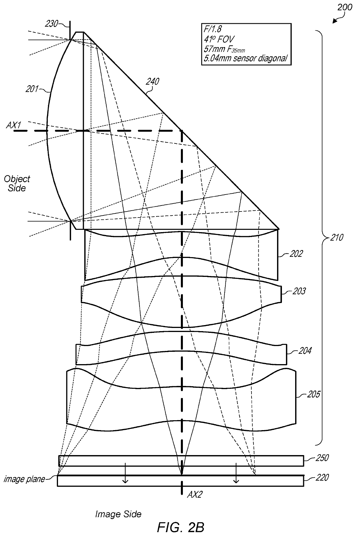 Folded lens system with five refractive lenses