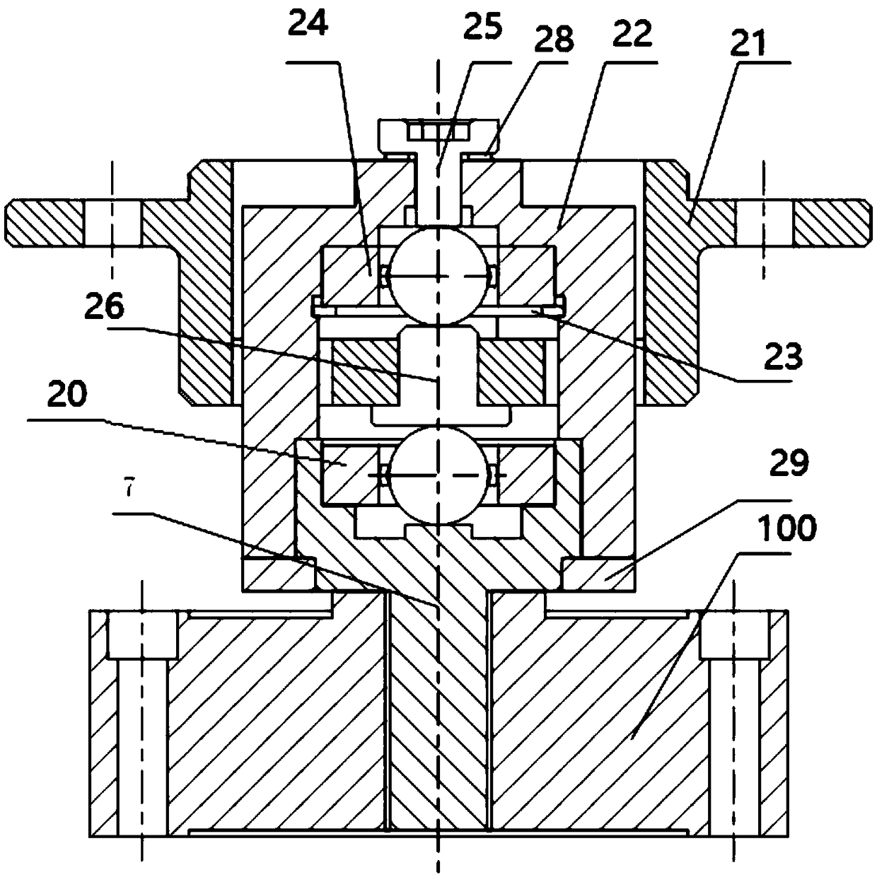 Six-dimensional dynamometry platform with embedded self-aligning decoupling dynamometry branch