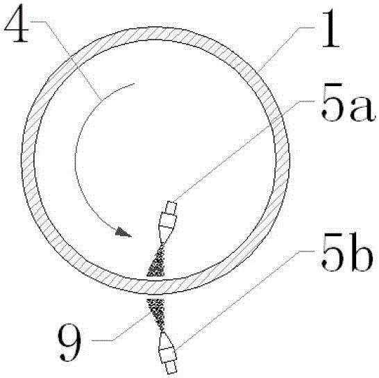 Inner surface and outer surface jet flow descaling system and method for big-diameter metal pipe wall