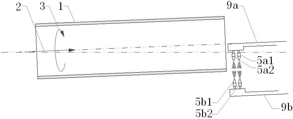 Inner surface and outer surface jet flow descaling system and method for big-diameter metal pipe wall