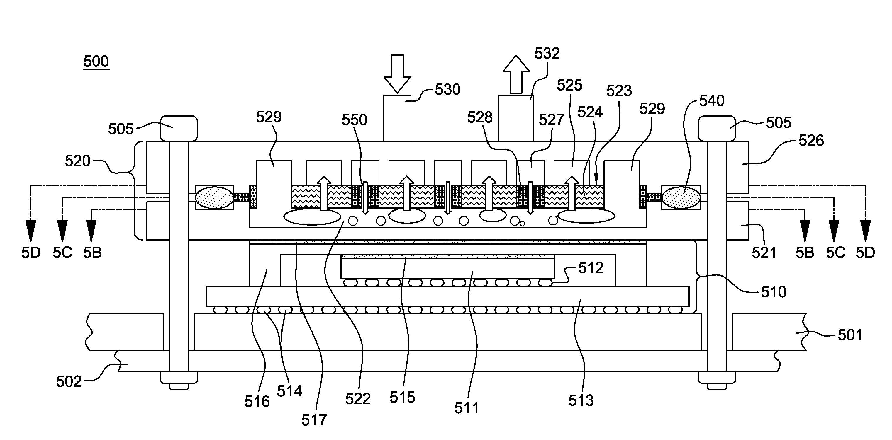 Heat sink structure with a vapor-permeable membrane for two-phase cooling