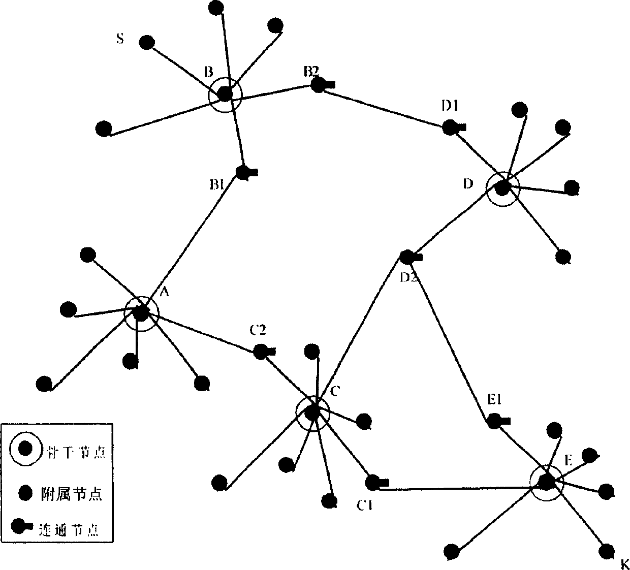 Method for building self-organized network skeleton structure