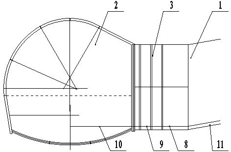 Oblique-crossing inclined shaft upper arc guide top brushing construction method for soft crushed rock layer