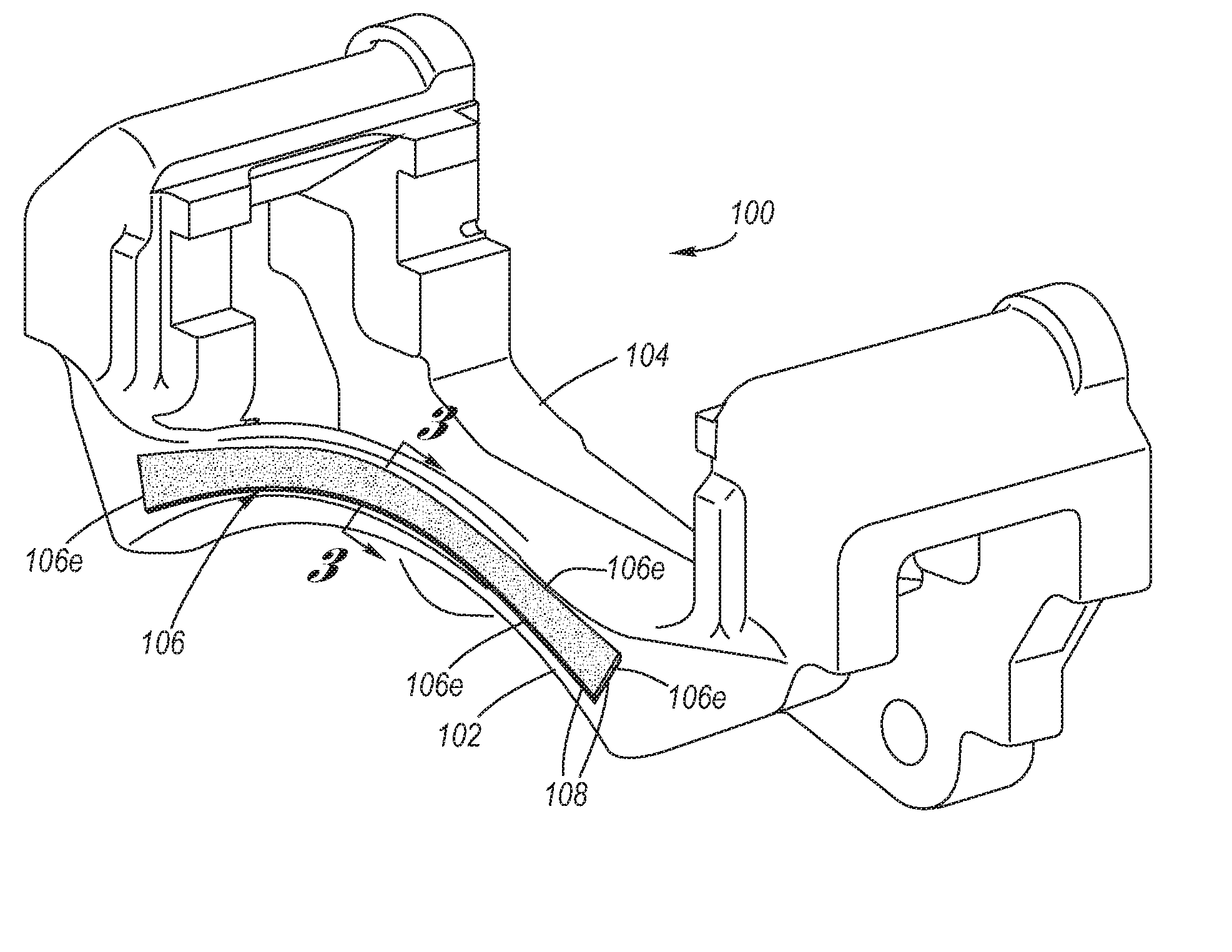 Coulomb Friction Damped Disc Brake Caliper Bracket