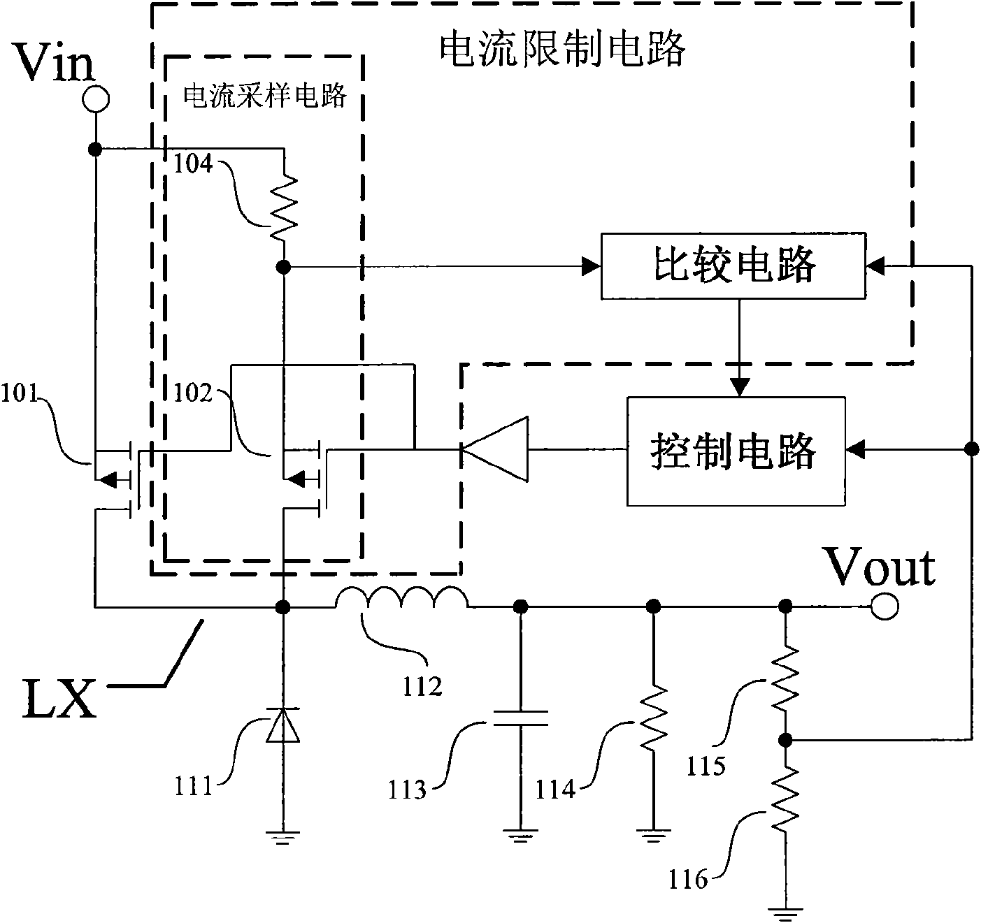 PWM buck convertor with overcurrent protection function