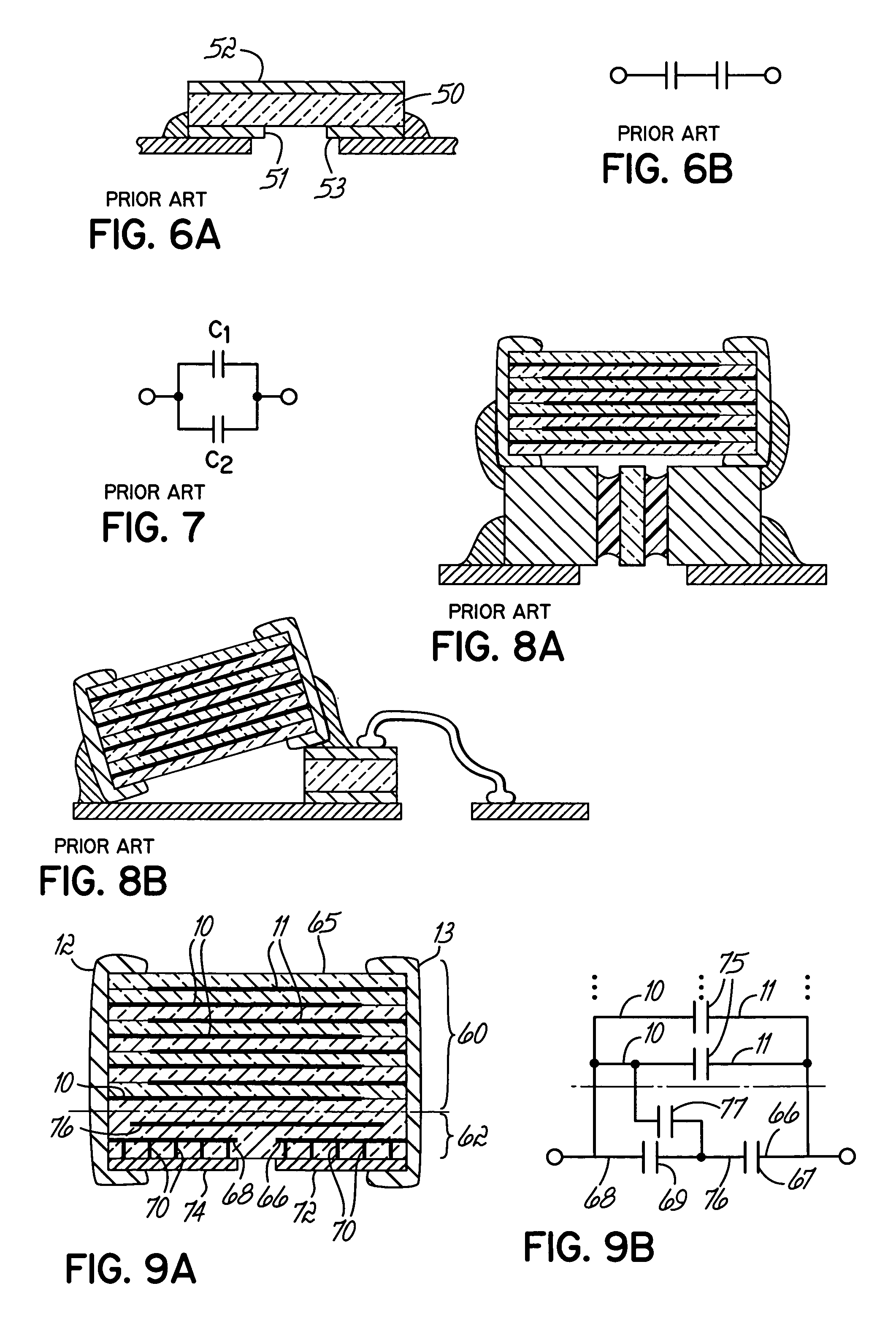 Integrated broadband ceramic capacitor array