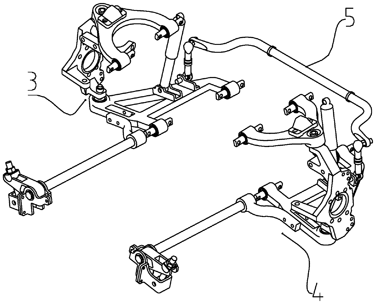 Torsion bar spring double wishbone independent suspension for wheel side driving electric vehicle