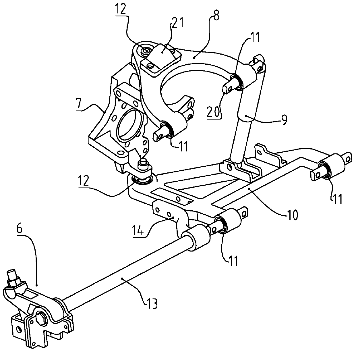 Torsion bar spring double wishbone independent suspension for wheel side driving electric vehicle