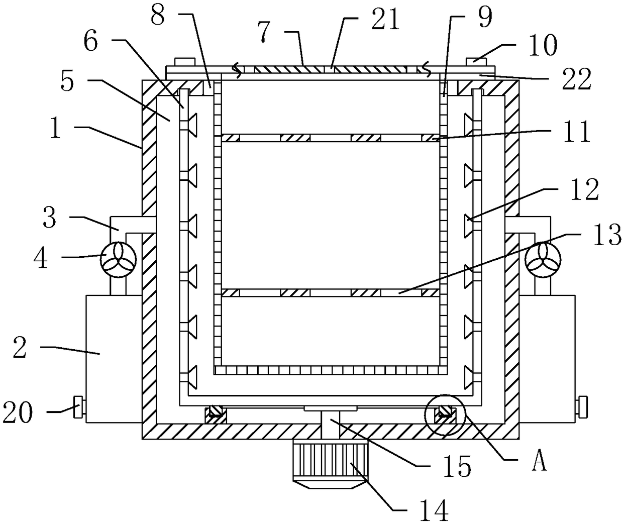 Surrounding type drying device suitable for cylindrical wood