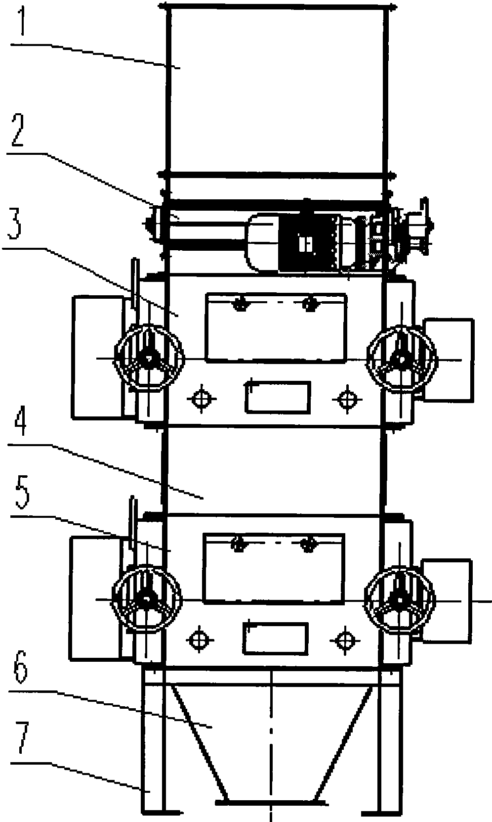 Double-layer roll crusher device