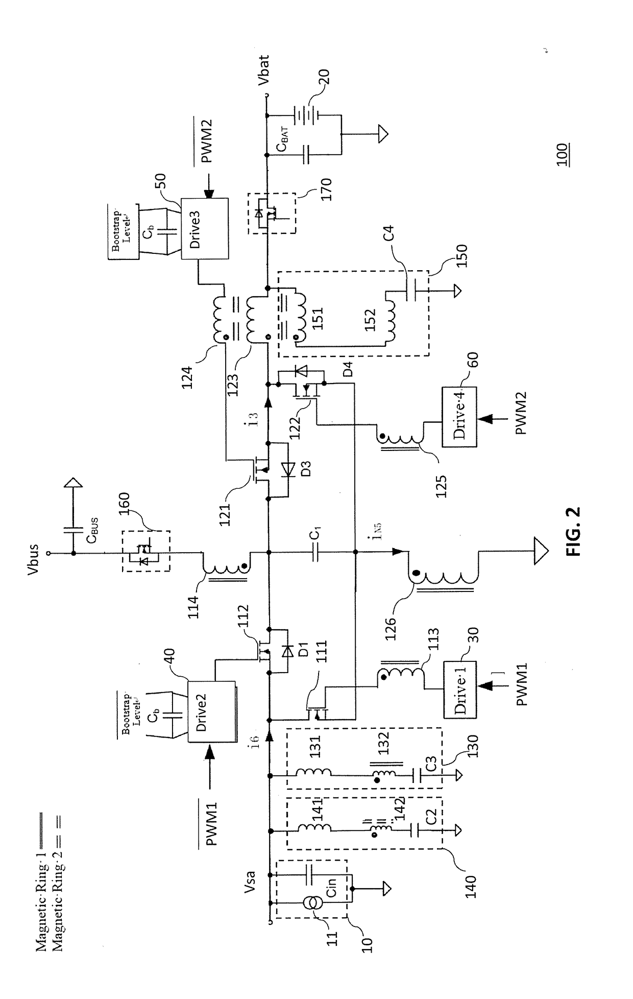 Three-port convertor having integrated magnetic and zero-port current ripple