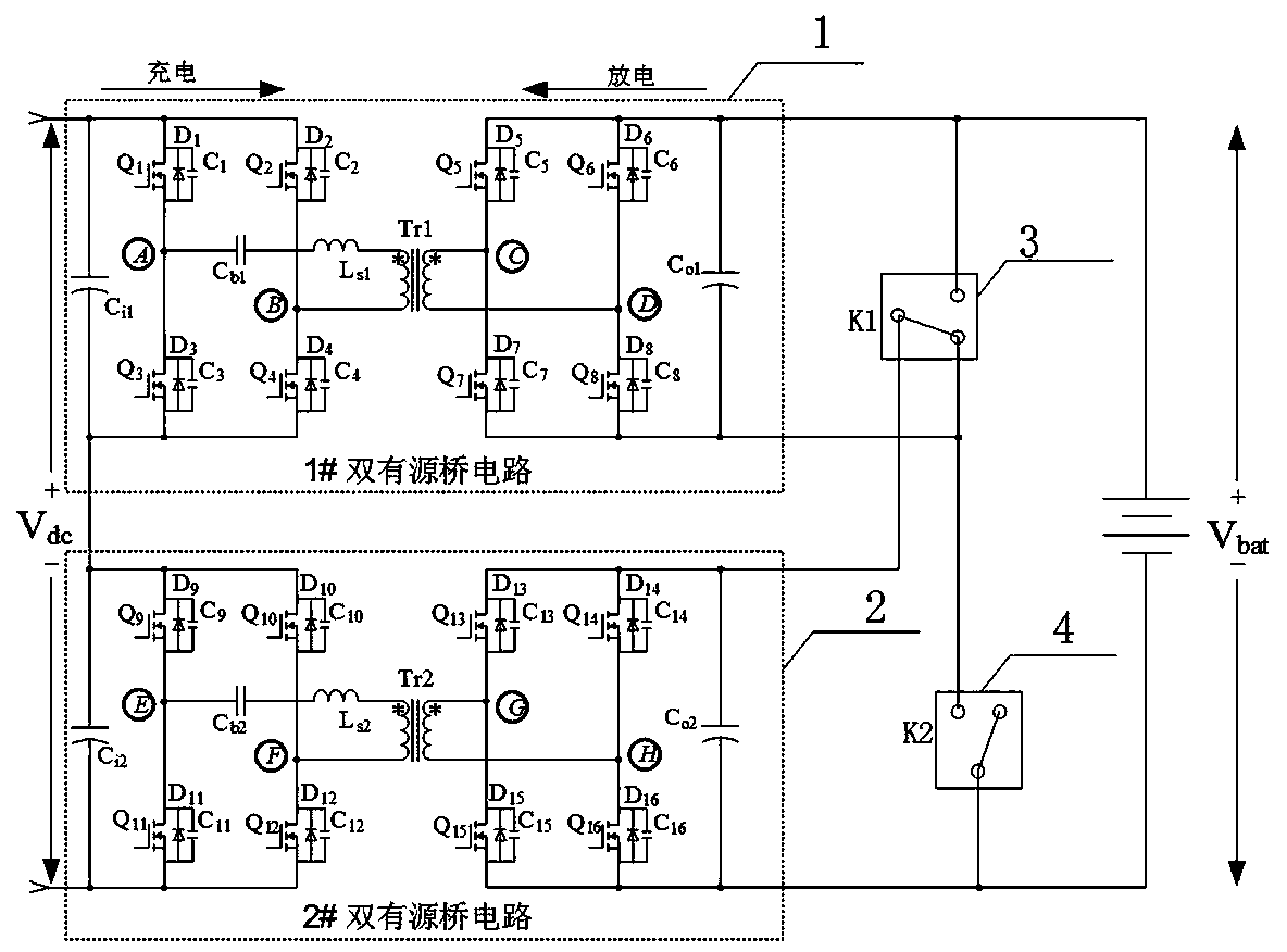 Bidirectional DC-DC circuit topology structure and control method in bidirectional charger