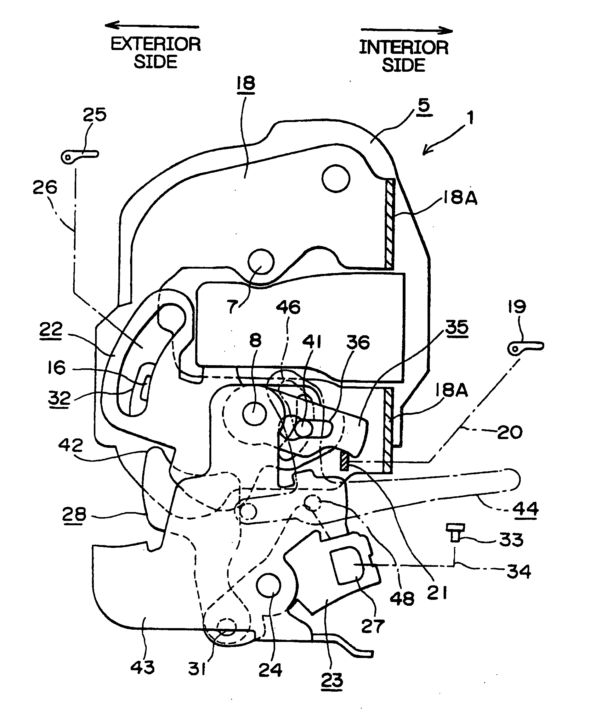 Selective one-motion door opening mechanism for door latch of vehicle