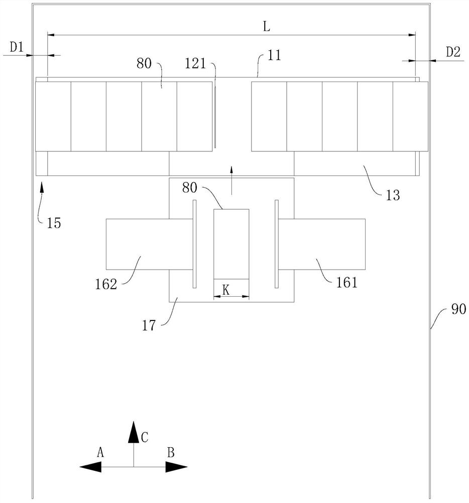 Stacking device, loading machine and loading method