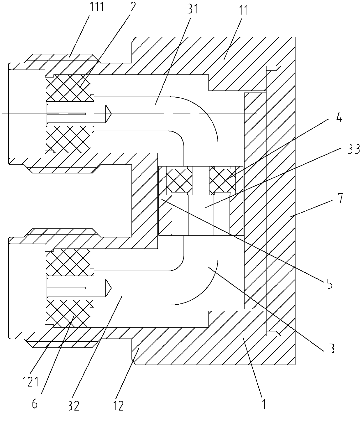 U-shaped coaxial RF connector and assembling method thereof