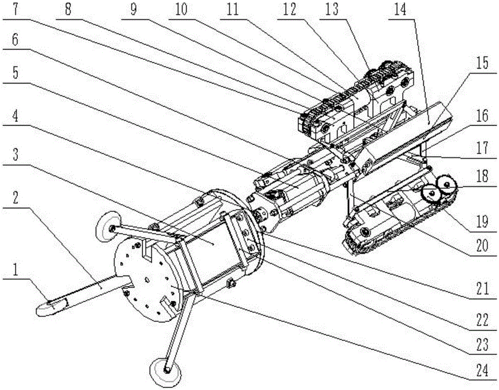 Crawler-type pipeline robot with active adaptation and self-adaptation functions